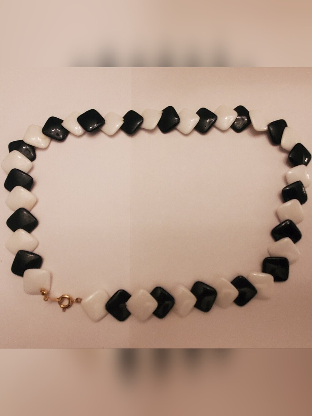 Black & White Geometric Tile Necklace - Classic Contrast